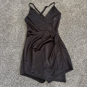 Charlotte Russe Black Dress Skort Small Party Formal Adjustable Strap Ruching